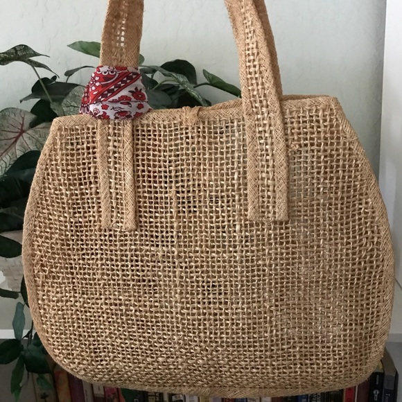 vintage straw market tote • vintage straw bag - Picture 3 of 5